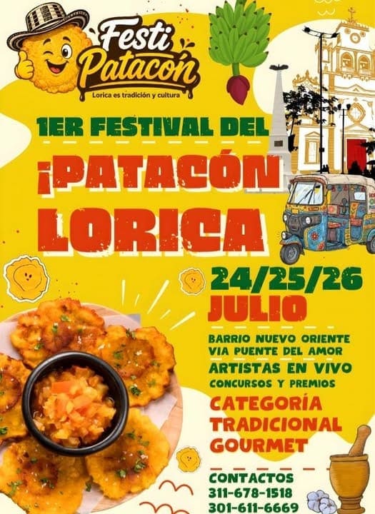 Gastronomía 6 Cartel del Festival del Patacón en Lorica, Córdoba, Colombia.