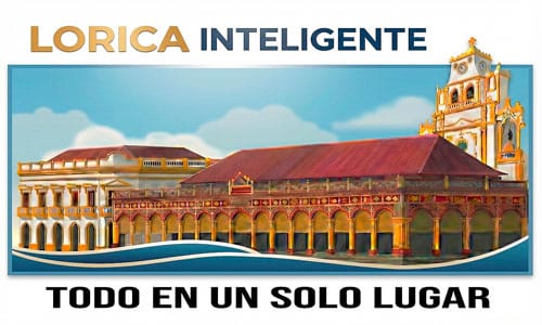 Imagen del centro histórico de Lorica con arquitectura colonial y la iglesia emblemática.