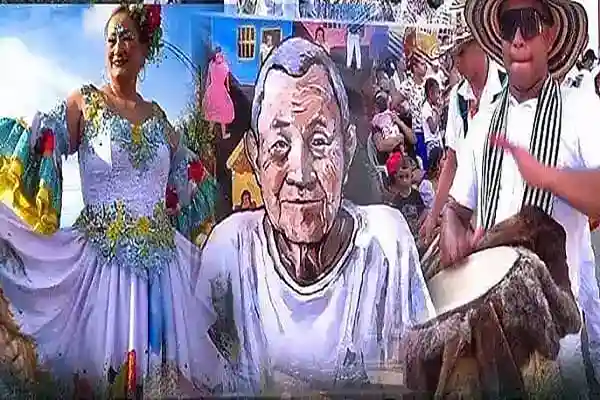 Festividades 1 Escena de celebración cultural en Lorica, Córdoba, Colombia, con música, bailes y trajes típicos.