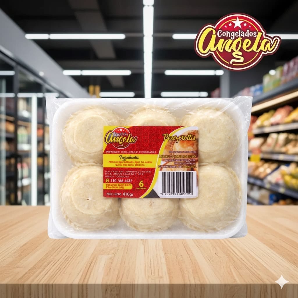 Paquete de panzerottis de la marca Angela en supermercado.